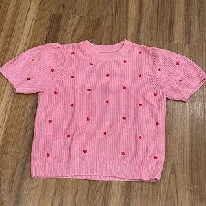 Lucky Brand Pink Sweater with Red Hearts